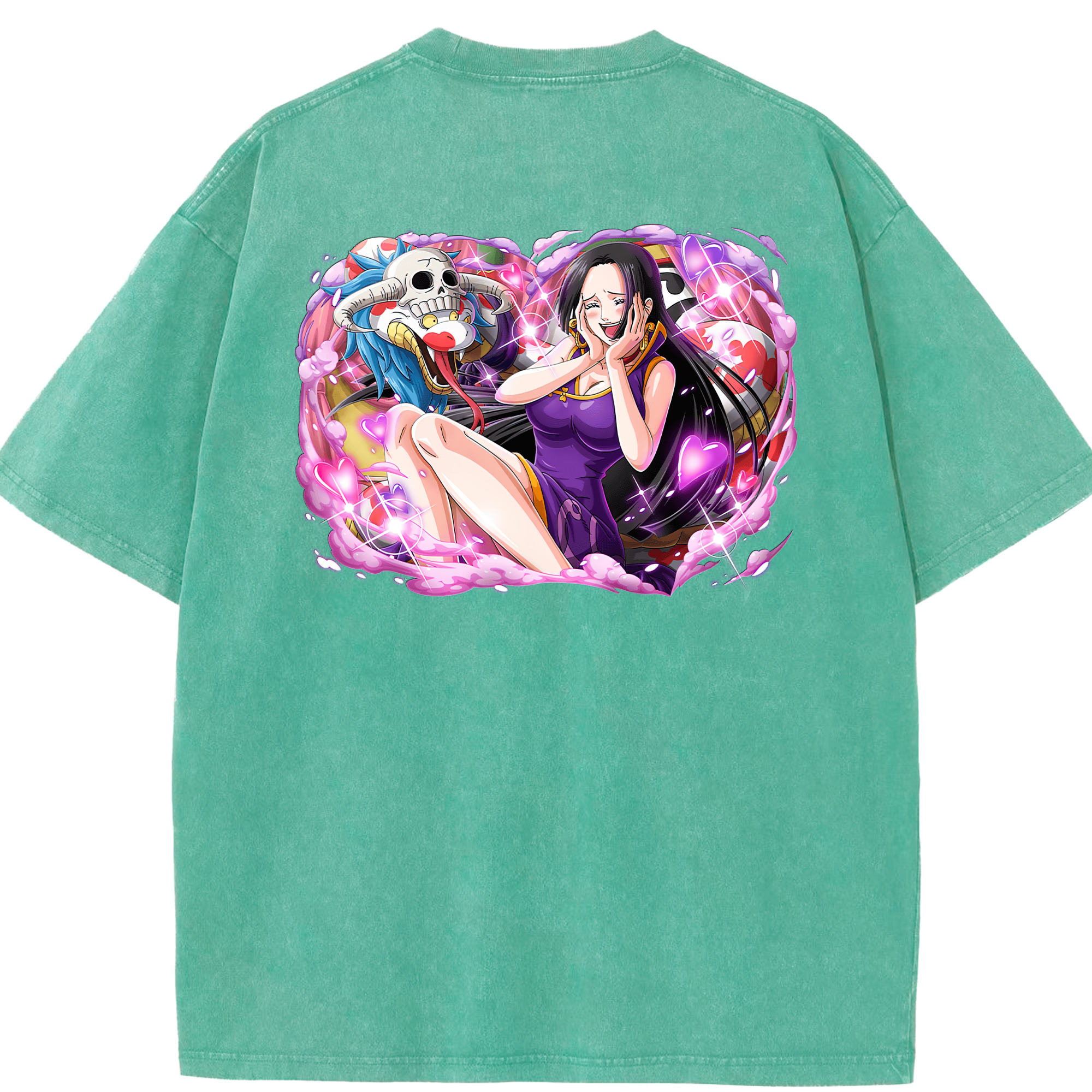 ワンピース ボア・ハンコック ONE PIECE Boa·Hancock 綿100% ヴィンテージ風 半袖Tシャツ（背面プリント）